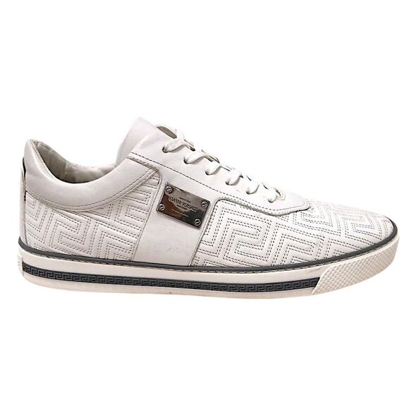 Versace Leather Sneakers Low Top Trainers Men Euro 42 9 White Greek Pattern Logo main image 15